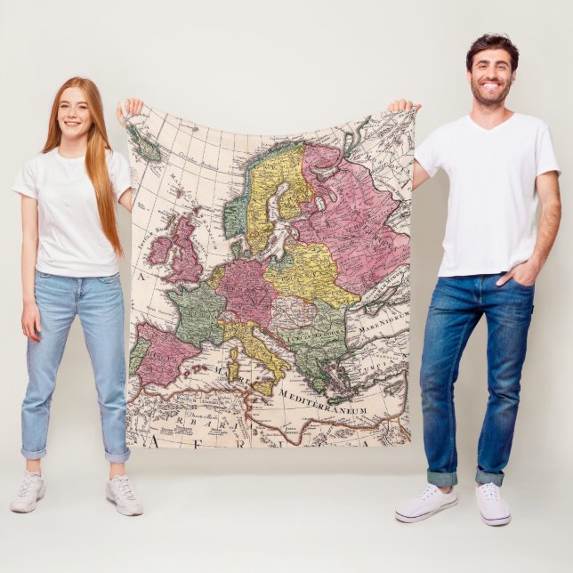 Antique Old Map Inspired (9) Fleece Blanket (In Situ)