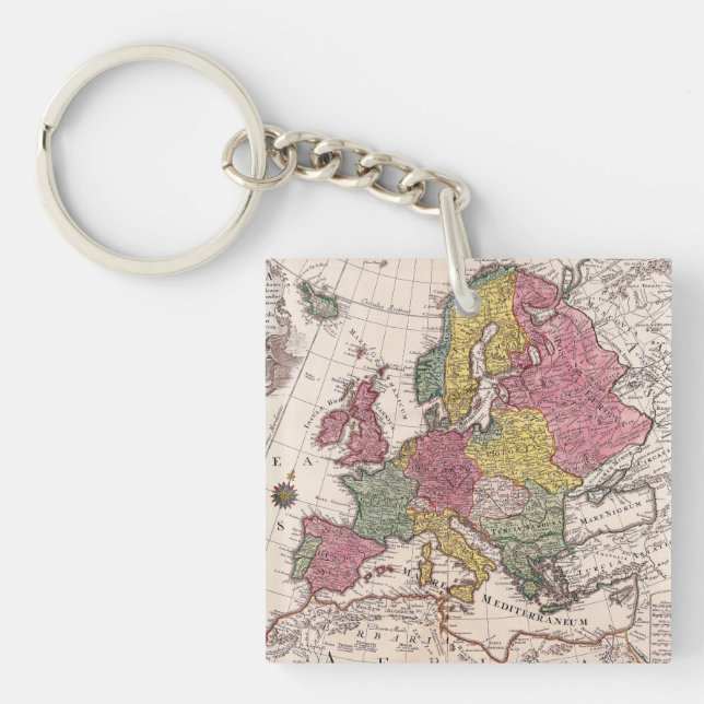 Antique Old Map Inspired (9) Key Ring (Front)