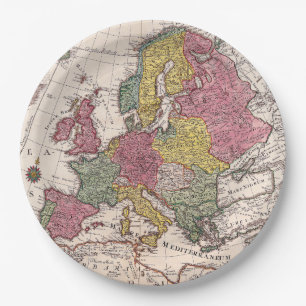 Antique Old Map Inspired (9) Paper Plate