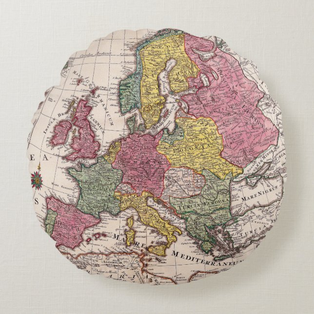 Antique Old Map Inspired (9) Round Cushion (Front)
