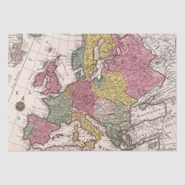 Antique Old Map Inspired (9) Tissue Paper (Front)