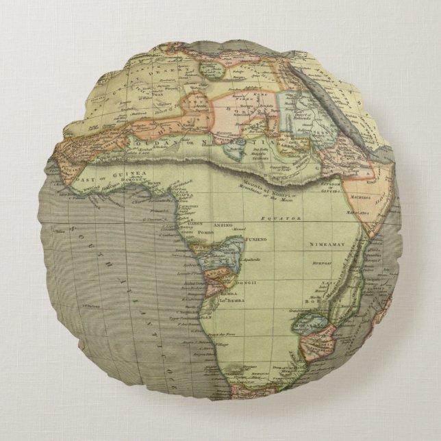 Antique Old Map Inspired Round Cushion (Front)