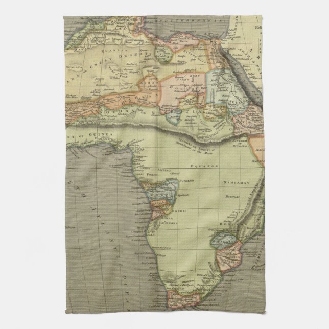 Antique Old Map Inspired Tea Towel (Vertical)