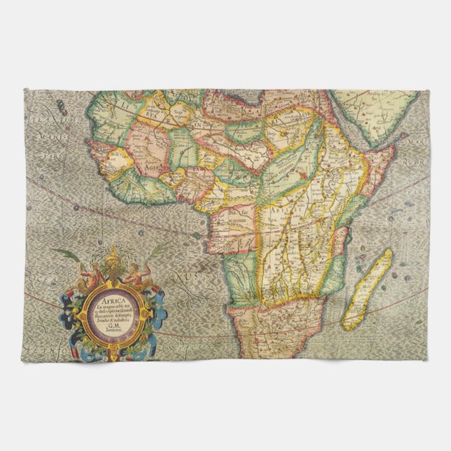 Antique Old World Gerardus Mercator Map of Africa Tea Towel (Horizontal)