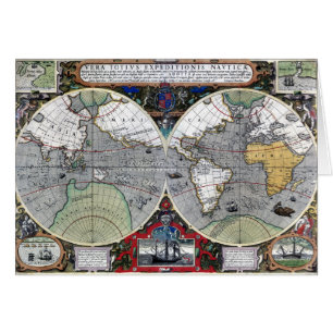Antique old world map 1595 Restored