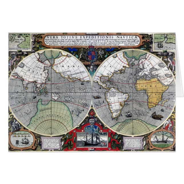 Antique old world map 1595 Restored (Front Horizontal)