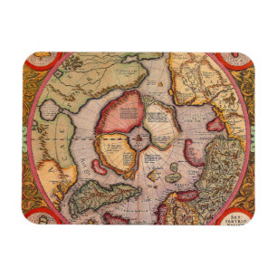 Antique Old World Map, Arctic North Pole, 1595 Magnet