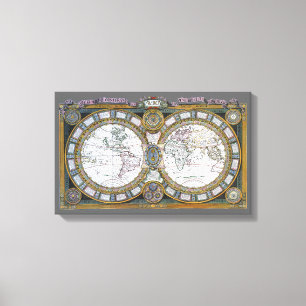 Antique Old World Map by Claude Auguste Berey Canvas Print