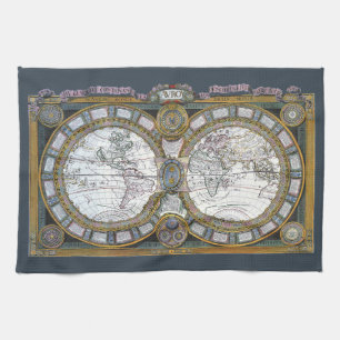 Antique Old World Map by Claude Auguste Berey Tea Towel