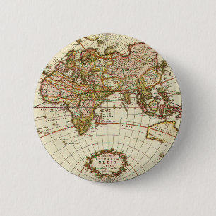 Antique Old World Map by Frederick de Wit, c. 1680 6 Cm Round Badge