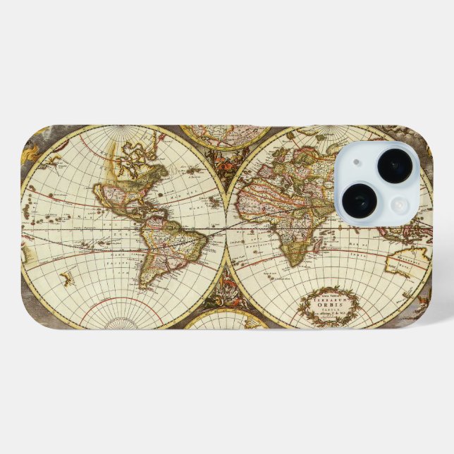 Antique Old World Map by Frederick de Wit, c. 1680 Case-Mate iPhone Case (Back (Horizontal))