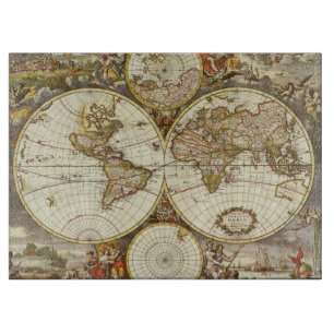 Antique Old World Map by Frederick de Wit, c. 1680 Cutting Board