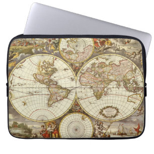 Antique Old World Map by Frederick de Wit, c. 1680 Laptop Sleeve