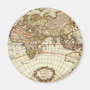 Antique Old World Map by Frederick de Wit, c. 1680 Magnet