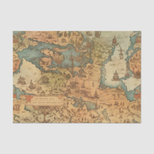 Antique Old World Map Decoupage Paper 