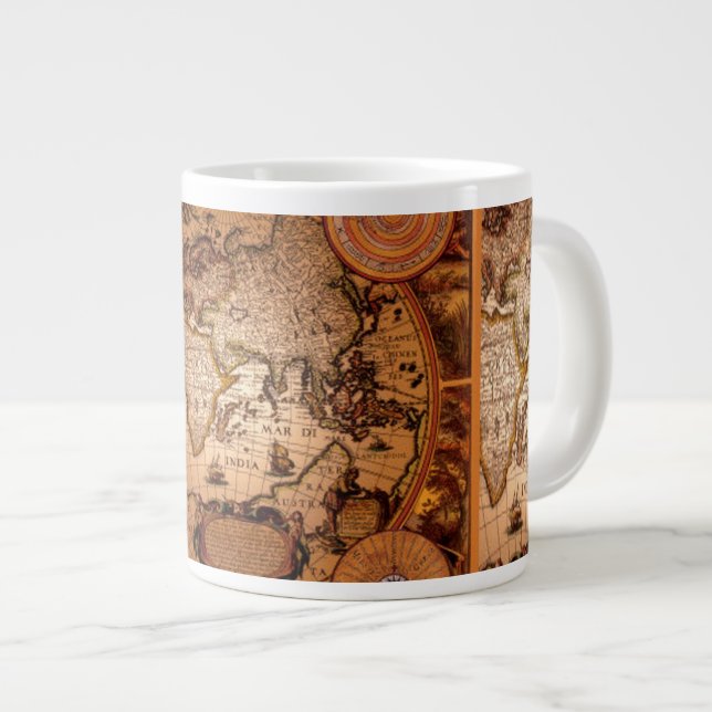 Antique Old World Map Jumbo Soup Mug (Front Right)