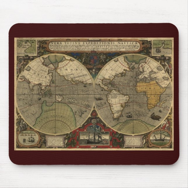 Antique Old World Map Mouse Mat (Front)