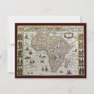 Antique Old World Map of Africa by Blaeu, c.1635 Invitation