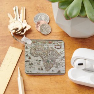 Antique Old World Map of Africa by Blaeu, c.1635 Key Ring