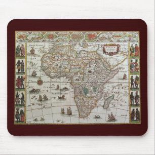 Antique Old World Map of Africa by Blaeu, c.1635 Mouse Mat
