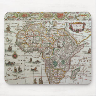 Antique Old World Map of Africa by Blaeu, c.1635 Mouse Mat