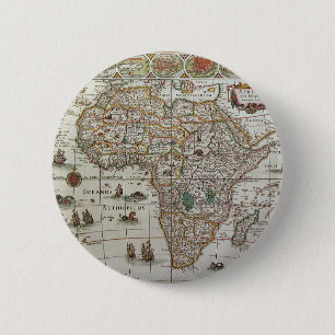 Antique Old World Map of Africa, c. 1635 6 Cm Round Badge