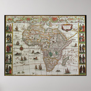 Antique Old World Map of Africa, c. 1635 Poster