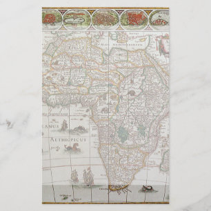 Antique Old World Map of Africa, c. 1635 Stationery