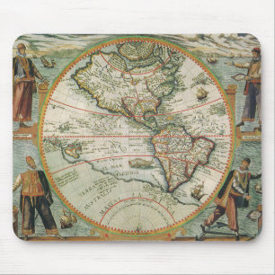 Antique Old World Map of the Americas, 1597 Mouse Mat