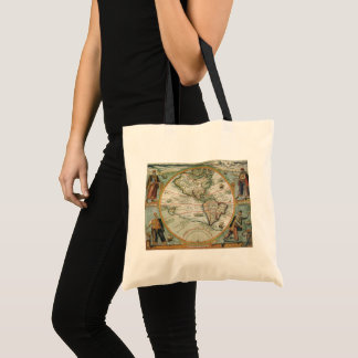 Antique Old World Map of the Americas, 1597 Tote Bag