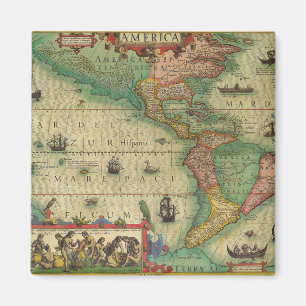 Antique Old World Map of the Americas by Hondius Magnet