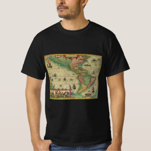 Antique Old World Map of the Americas by Hondius T-Shirt