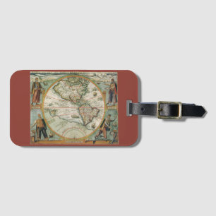 Antique Old World Map the Americas, Theodor de Bry Luggage Tag