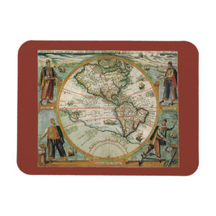 Antique Old World Map the Americas, Theodor de Bry Magnet