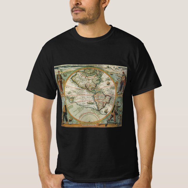 Antique Old World Map the Americas, Theodor de Bry T-Shirt (Front)
