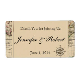 Antique Old World Map Water Bottle Label