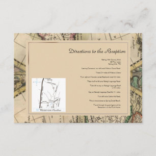Antique Old World Map Wedding Directions Enclosure Card