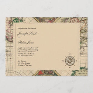 Antique Old World Map Wedding Invitation