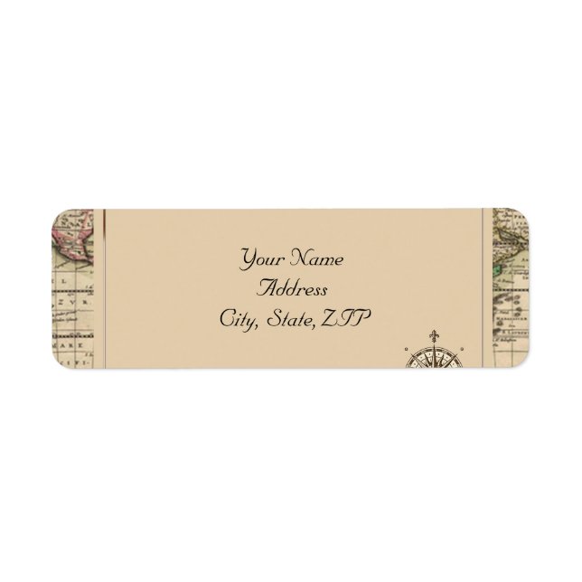 Antique Old World Map Wedding Label (Front)