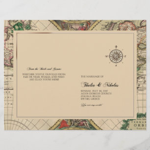 Antique Old World Map Wedding Program Thalia