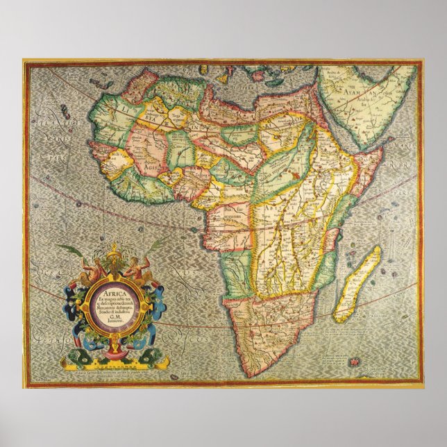 Antique Old World Mercator Map of Africa, 1633 Poster (Front)