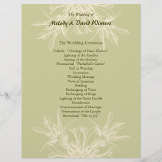 Antique Olive Floral Wedding Program