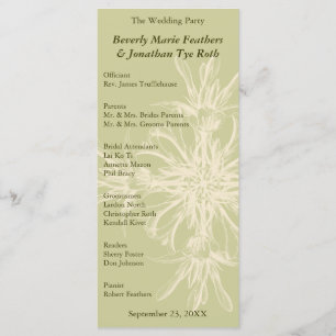 Antique Olive Floral Wedding Program Programme