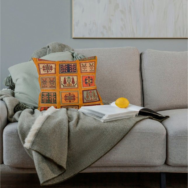  Antique Orange Turkish Kilim Carpet Rug Cushion (Creator Uploaded)