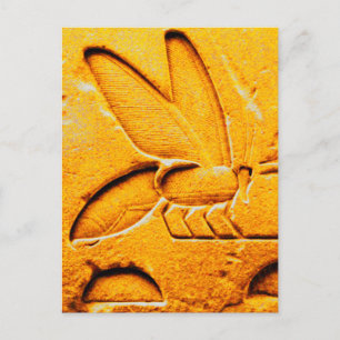 ANTIQUE ORANGE YELLOW EGYPTIAN HONEY BEE BEEKEEPER POSTCARD
