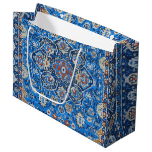 Antique Oriental Blue Turkish Persian Carpet Large Gift Bag