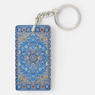 Antique Oriental Blue Turkish Persian Carpet Rug Key Ring