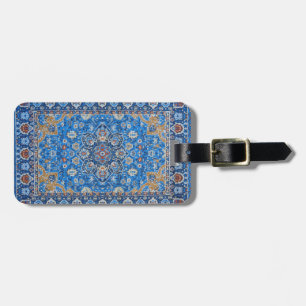 Antique Oriental Blue Turkish Persian Carpet Rug Luggage Tag