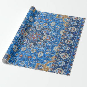 Antique Oriental Blue Turkish Persian Carpet Rug Wrapping Paper