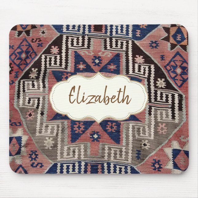 Antique Oriental Red Turkish Persian Carpet Mouse Mat (Front)